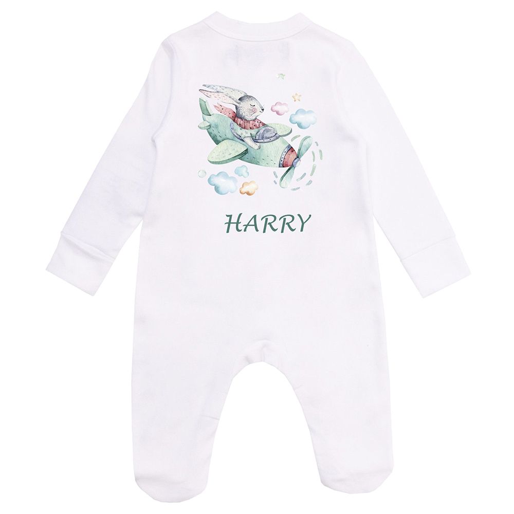 Mini Plum - Personalised Baby Sleepsuit- Bunny Air