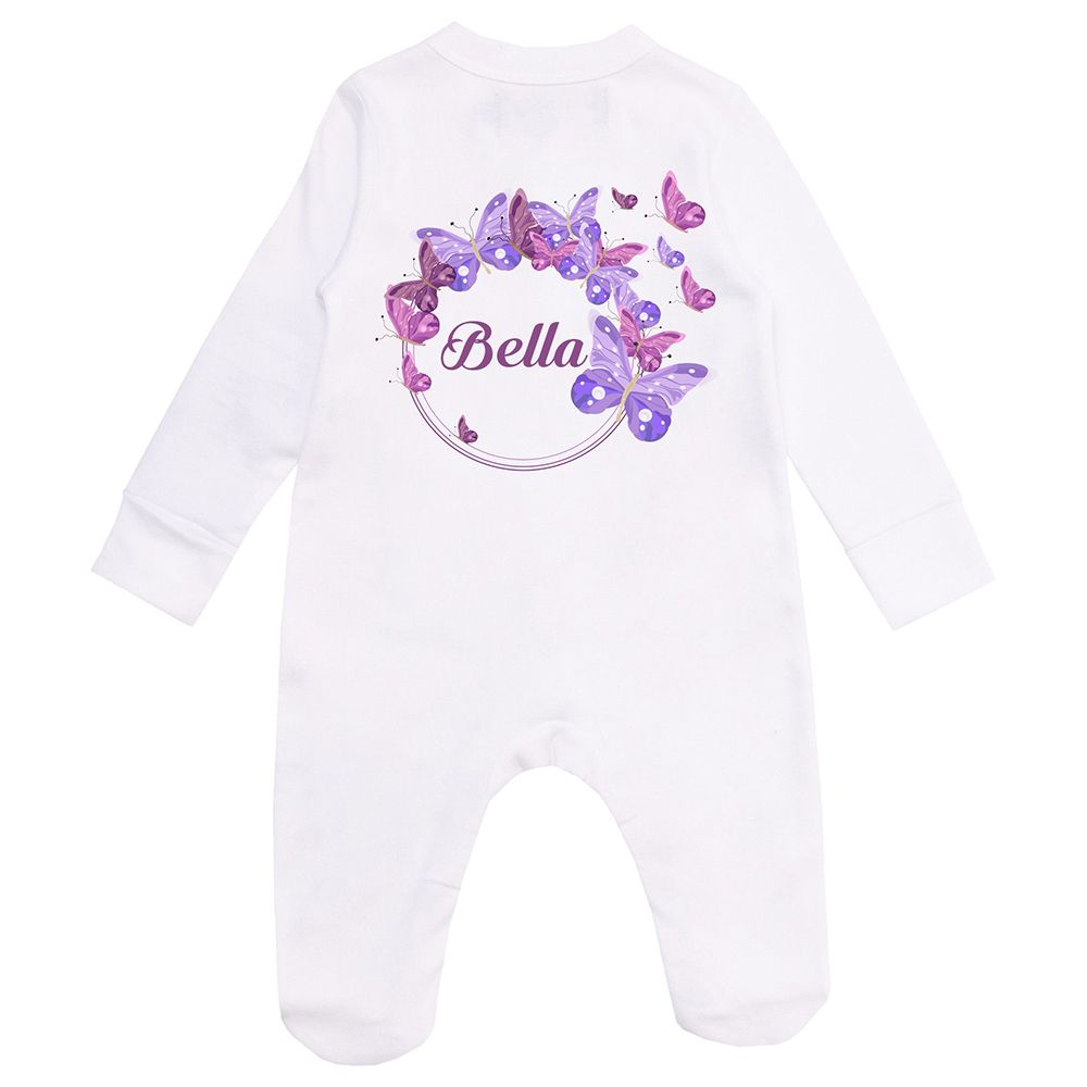 Mini Plum - Personalised Baby Sleepsuit- Butterflies