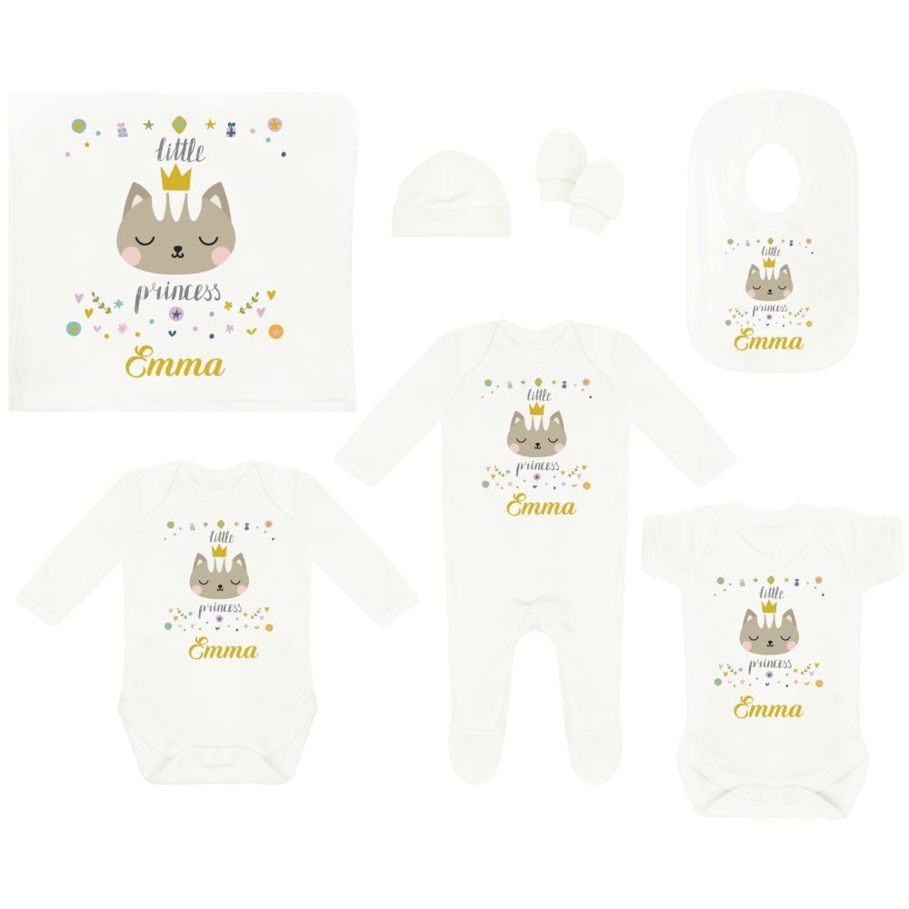 Mini Plum - Personalized Cat 7pc-Set - White