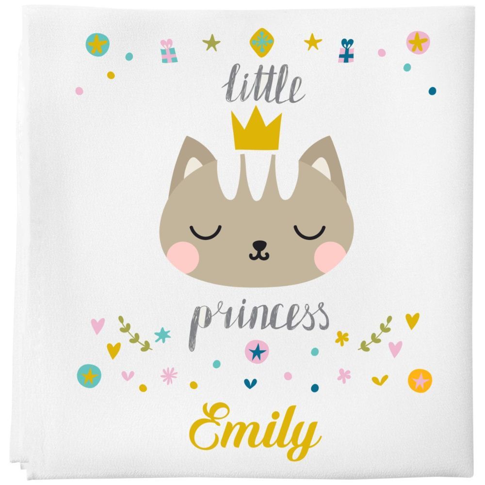 Mini Plum - Personalised Cat Baby Blanket - White