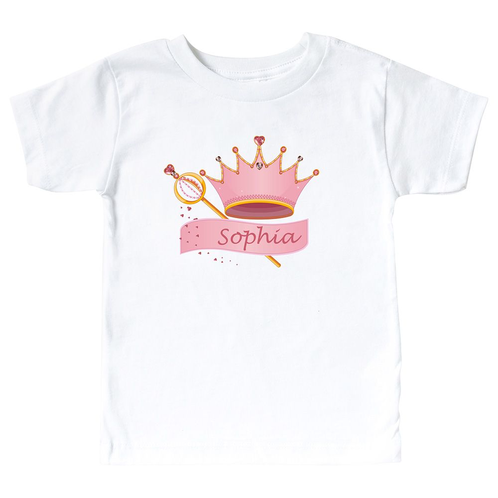 Mini Plum - Crown Personalized Kid's T-Shirt - White