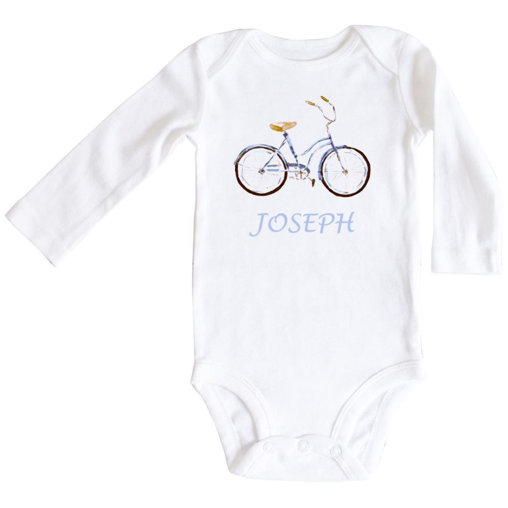 Mini Plum - Personalised Cycle Printed  Name Bodysuit