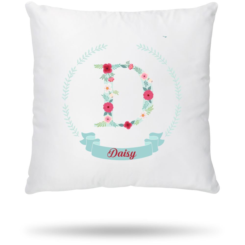 Mini Plum - Personalised Initial Name Cushion Cover - White