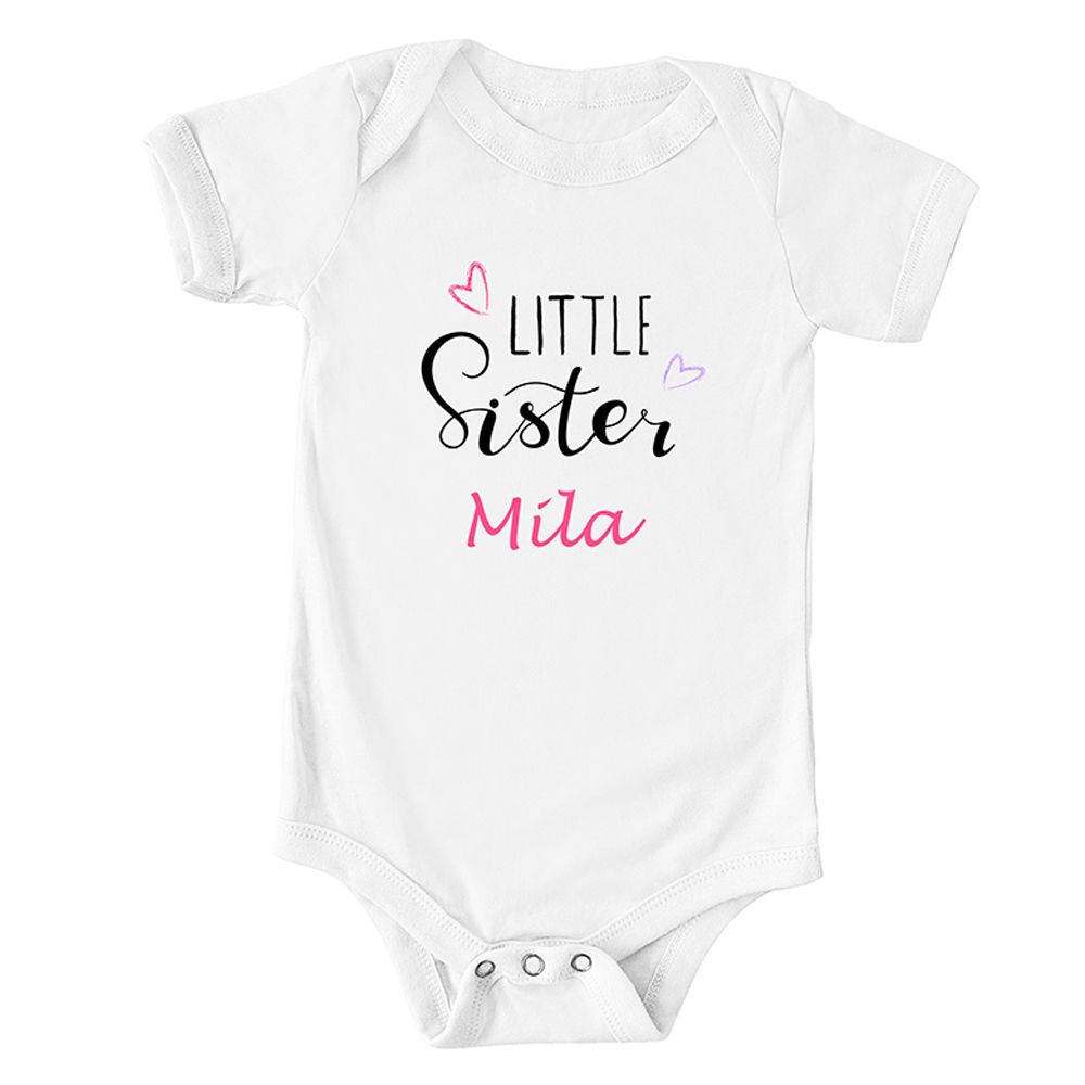 Mini Plum - Little Sister Personalized Onesie - White