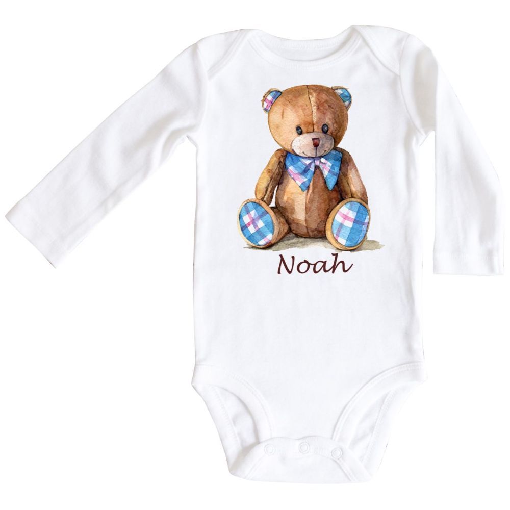 Mini Plum - Personalised Teddy With Name Fullsleeves Bodysuit