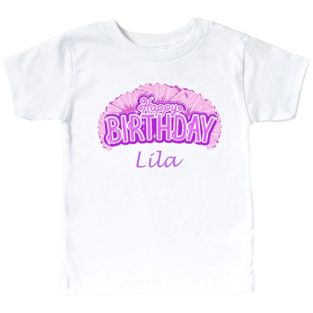 Mini Plum - Personalised Kids Pink Print Birthday TShirt 