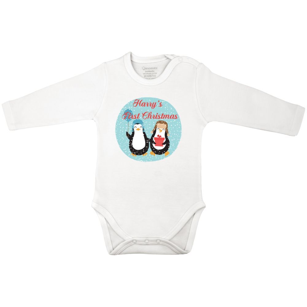 Mini Plum - Personalised Couple Penguin Bodysuit