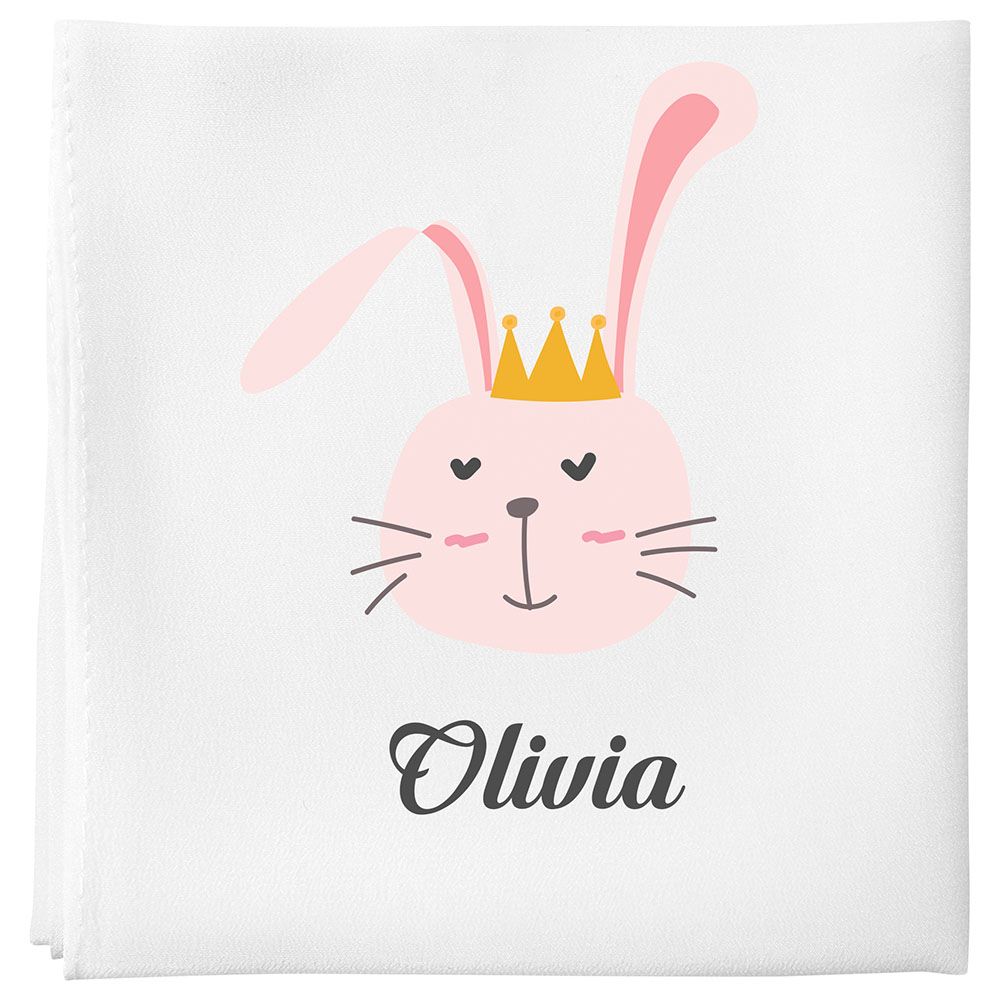 Mini Plum - Personalised Baby Blanket - Pink Bunny