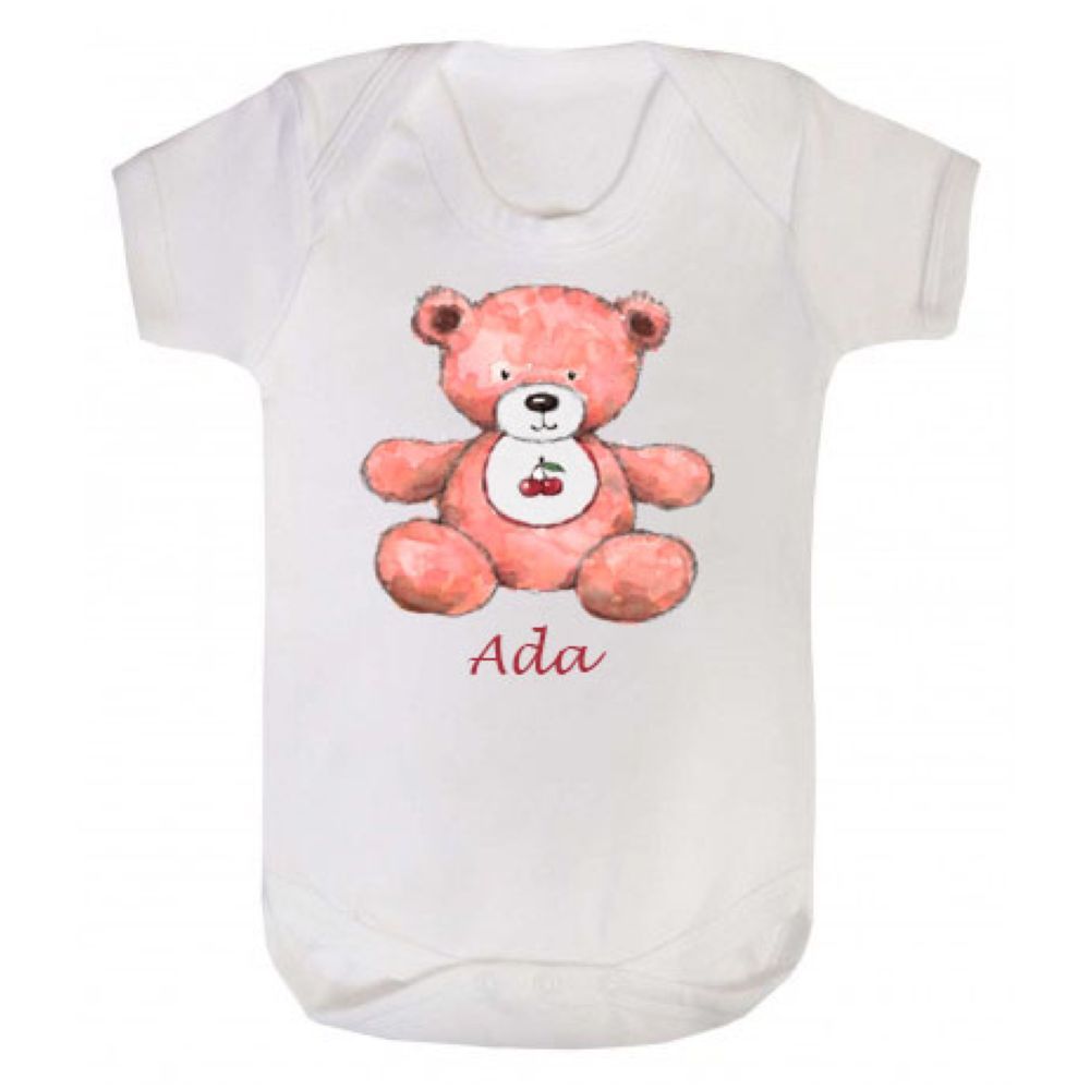 Mini Plum - Personalised Teddy Printed  Name Bodysuit