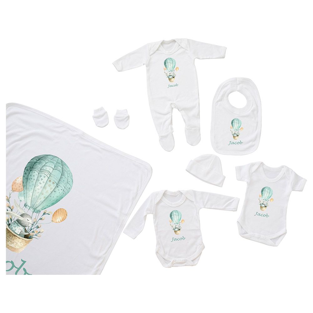 Mini Plum - 7pc-Set - Personalised Air Balloon Outfit - White