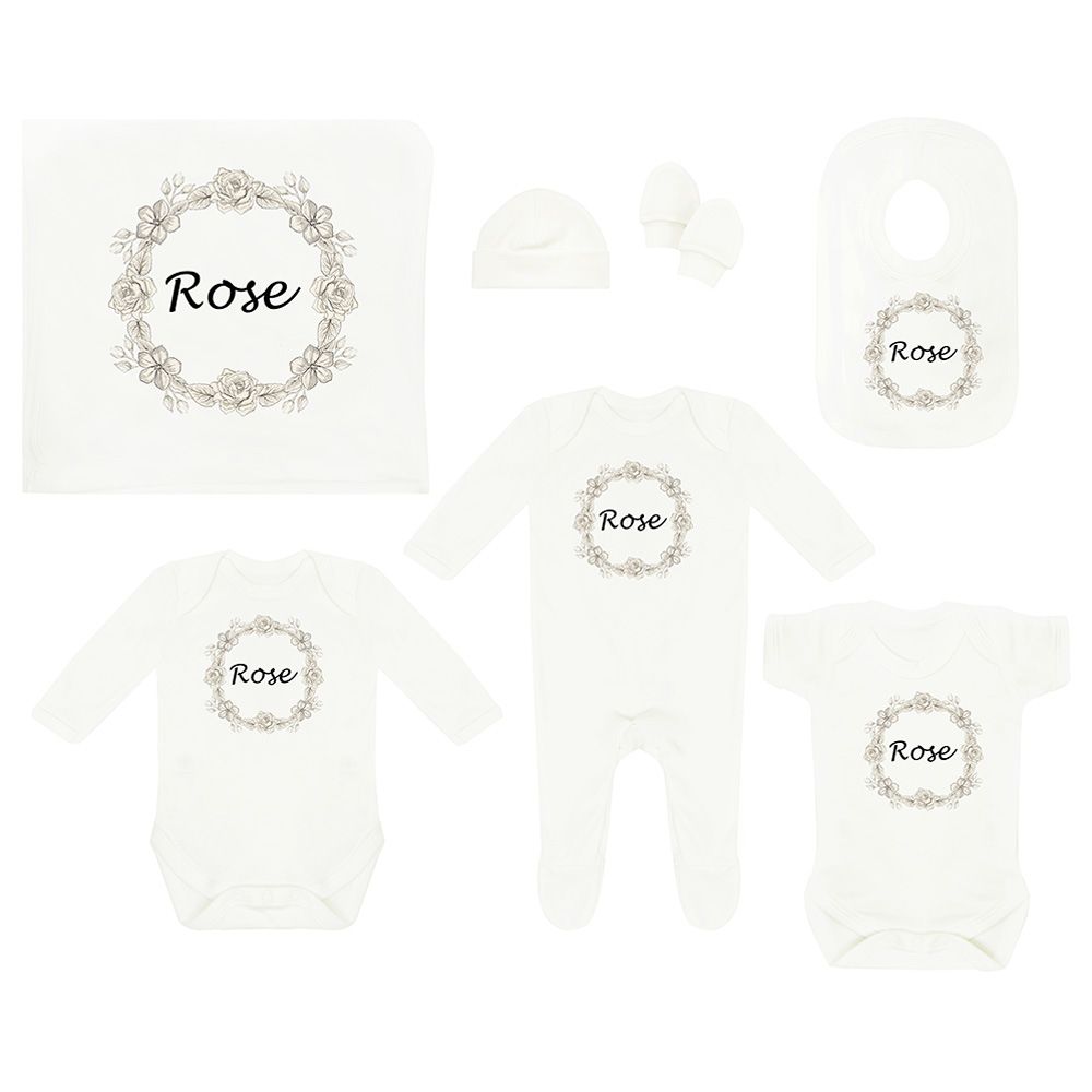 Mini Plum - Personalized Rose 7pc-Set - White