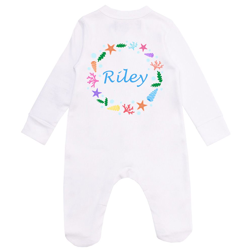 Mini Plum - Personalised Baby Sleepsuit- Sea Shells