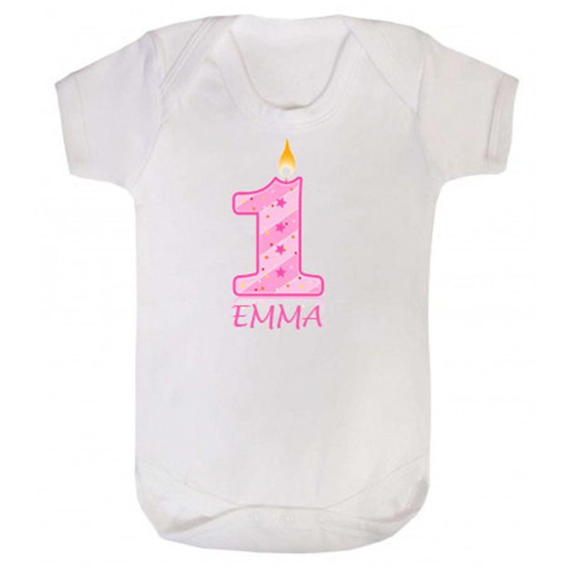 Mini Plum - First Birthday Personalized Pink Bodysuit