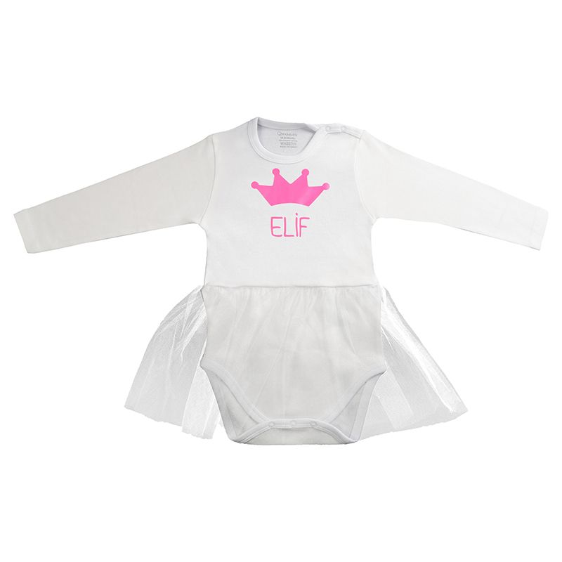 Mini Plum - Personalised Crown Bodysuit - White