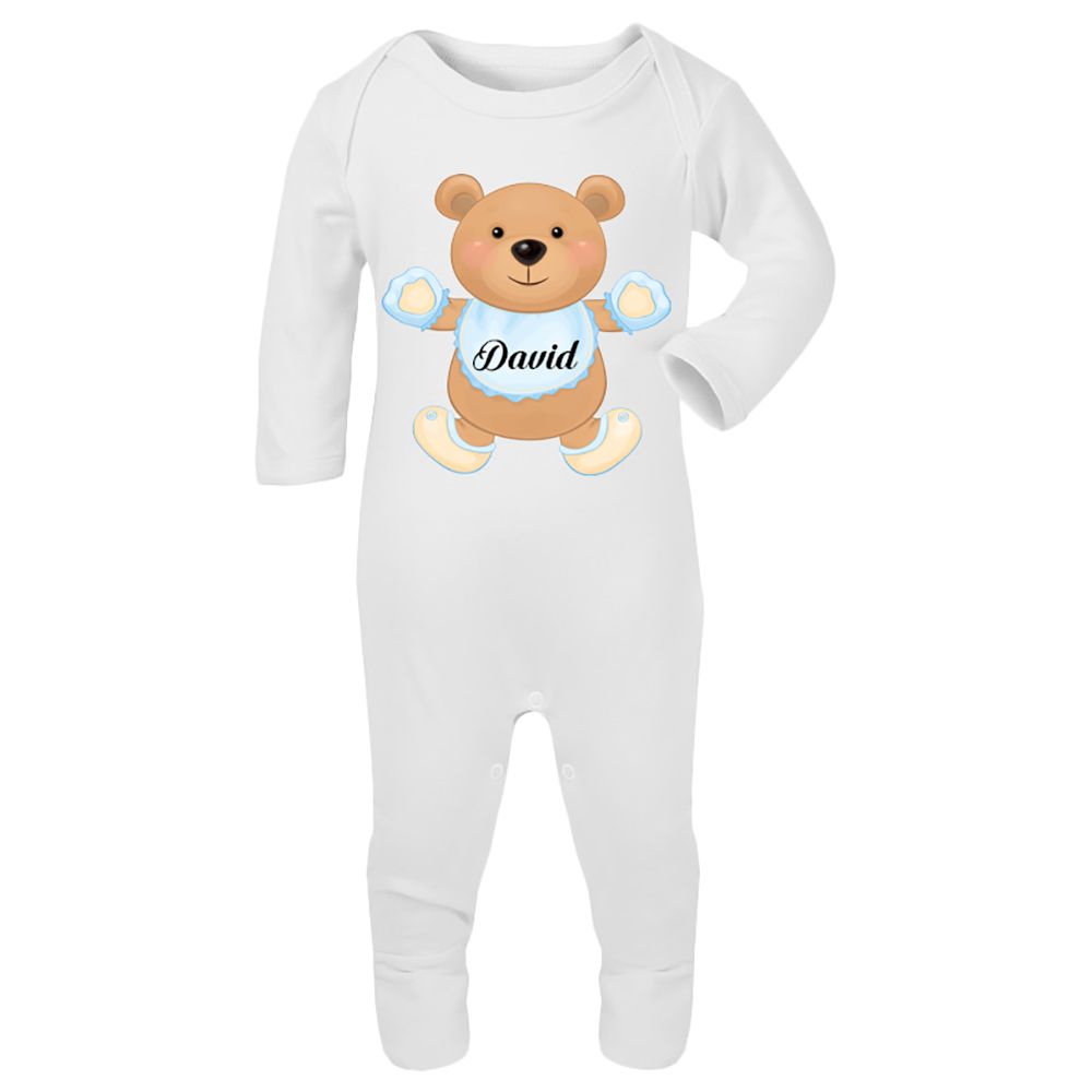 Mini Plum - Personalised Baby Sleepsuit- Teddy