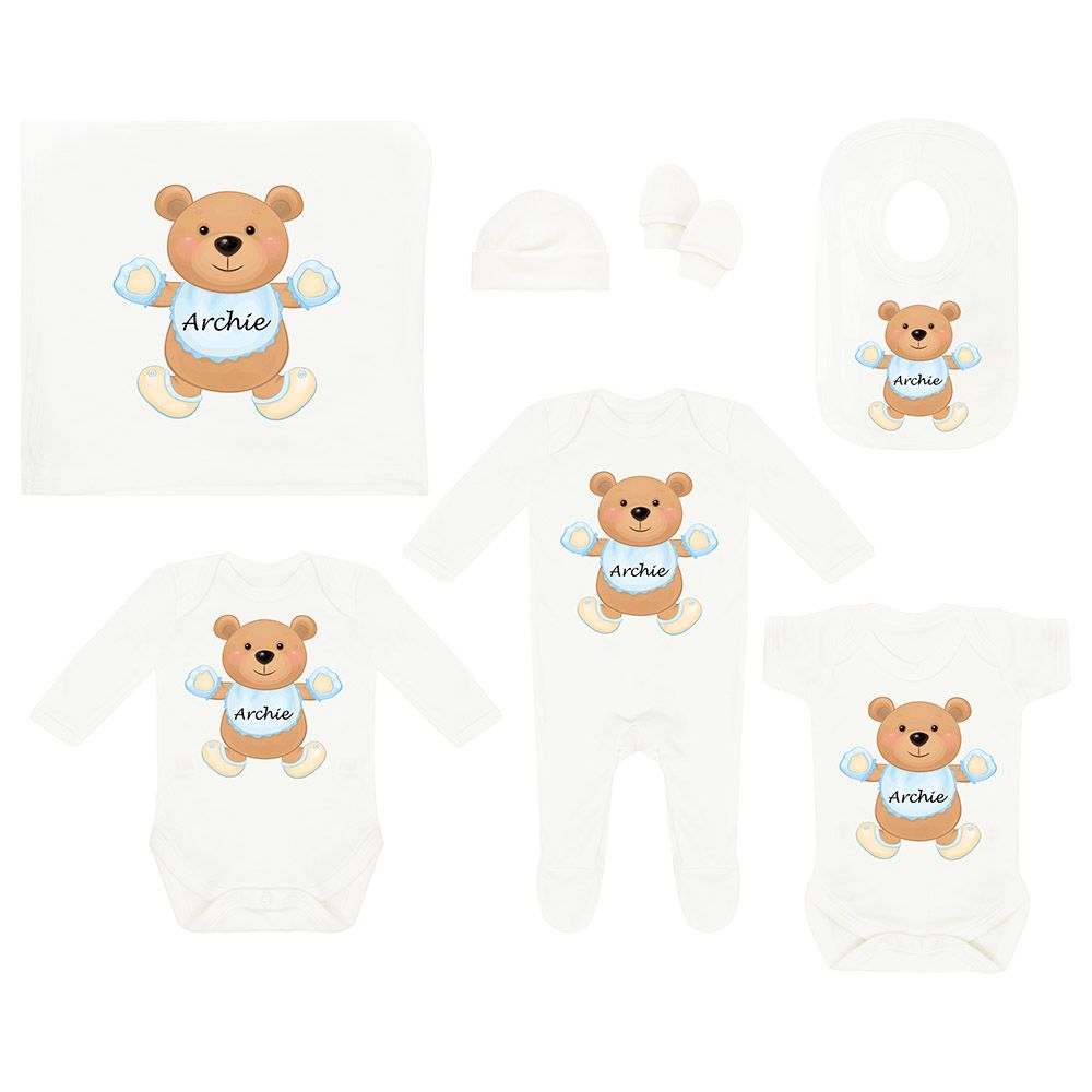 Mini Plum - Teddy Personalised Baby Set 7 Pieces