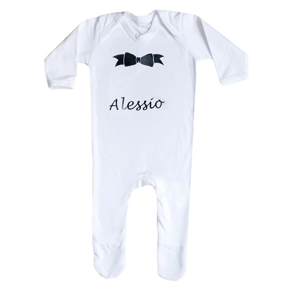 Mini Plum - Tuxedo Personalized Baby All In One