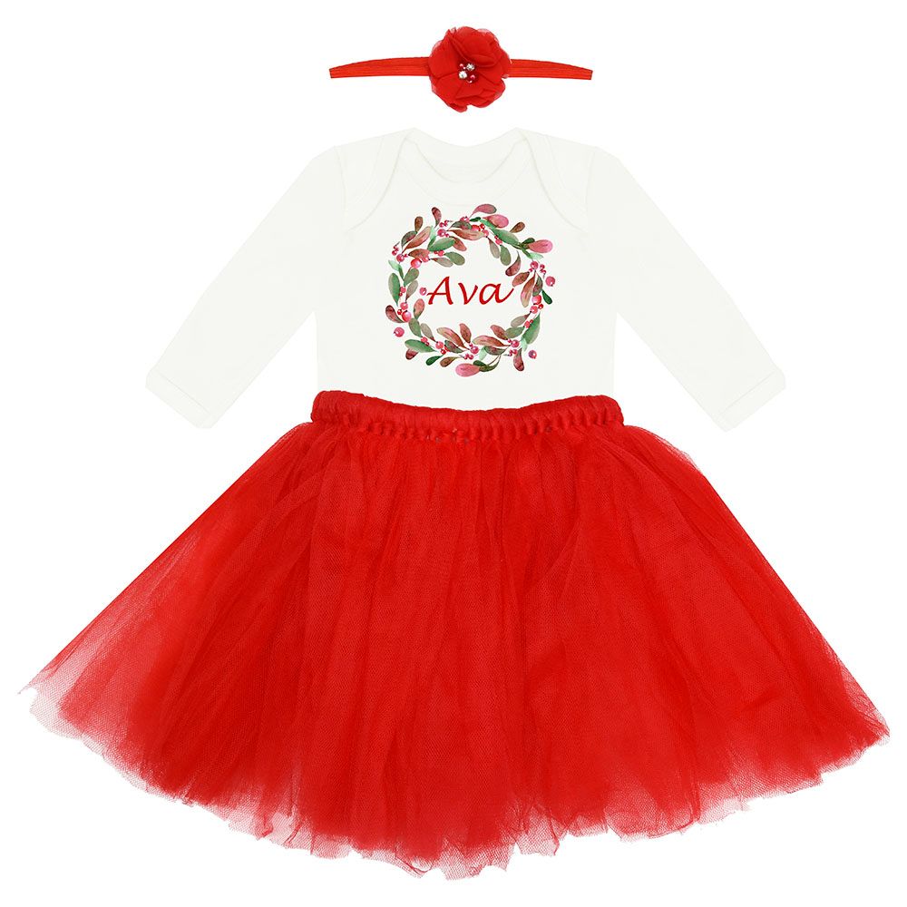 Mini Plum - Personalised Christmas Tutu Set - Red