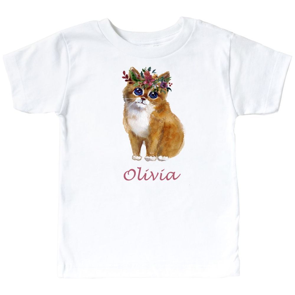 Mini Plum - Personalised Kitty Cat Kids T-Shirt