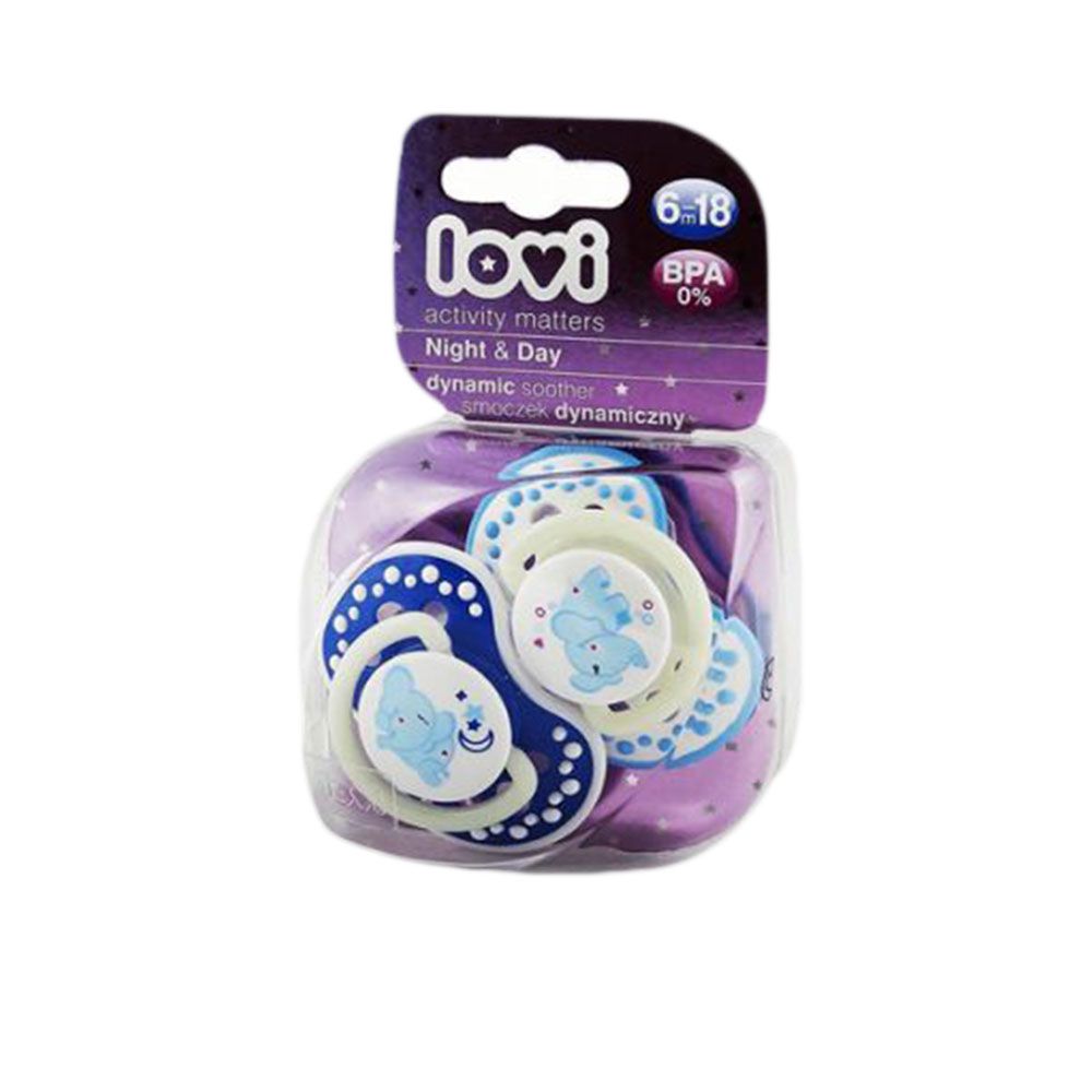 LOVI - Dyn 2pcs Soother Silicone Night & Day Blue_3-6m